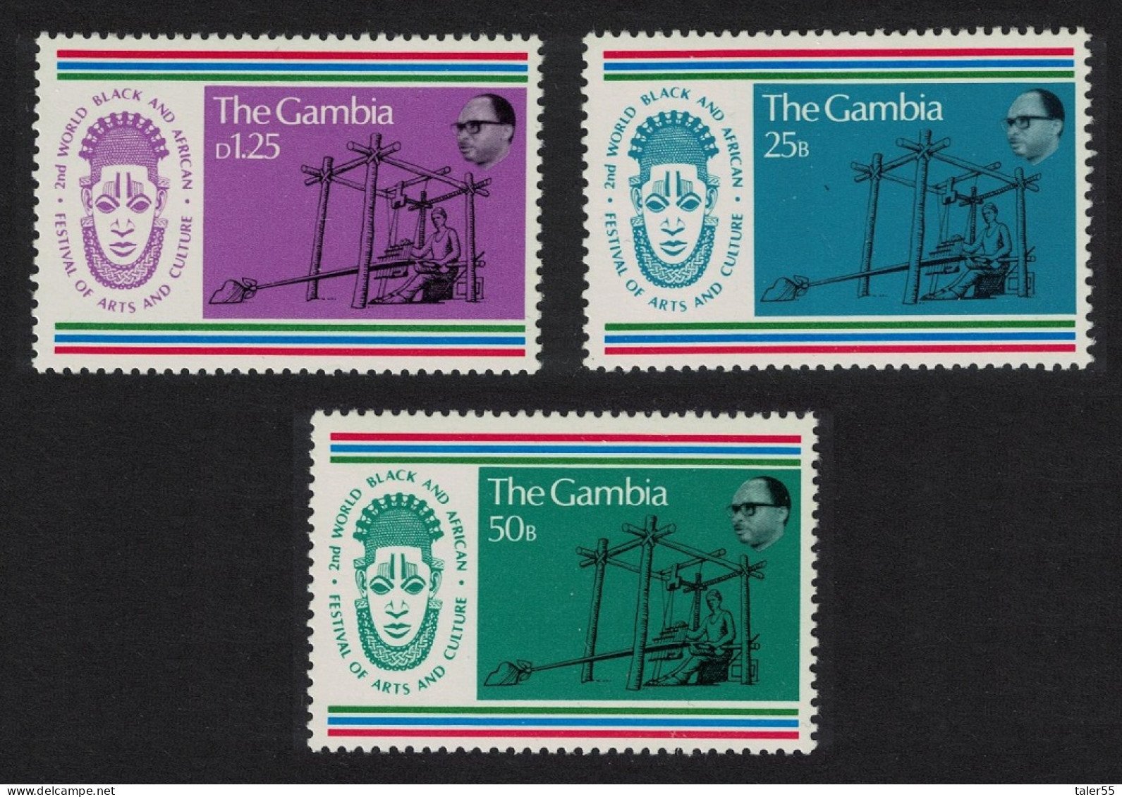 Gambia Black And African Festival Of Arts 3v 1977 MNH SG#361-363 - Gambie (1965-...)