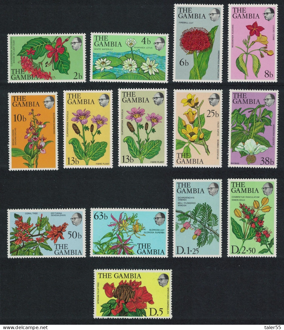 Gambia Flowers And Shrubs 14v COMPLETE 1977 MNH SG#371-383 MI#345-357 - Gambie (1965-...)