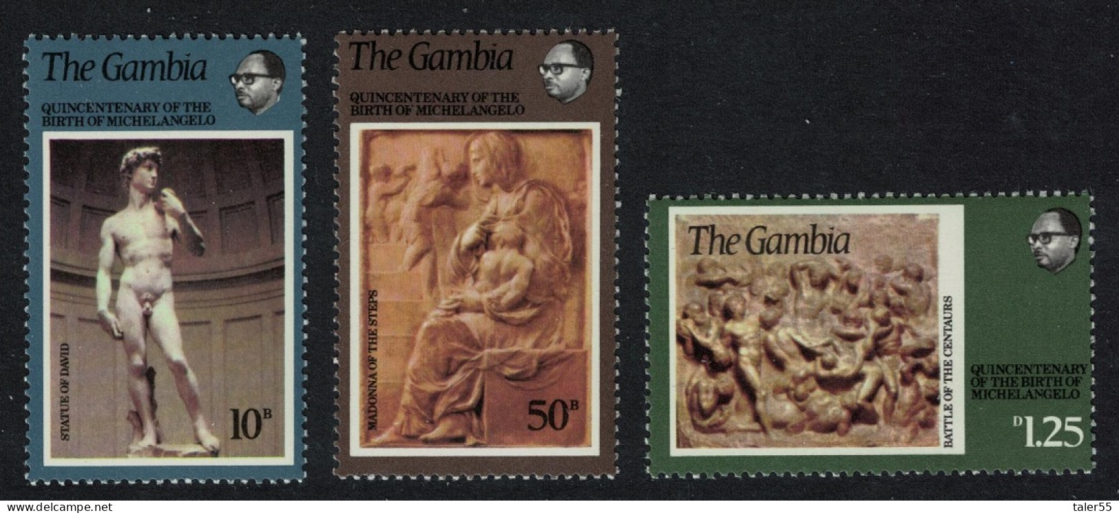 Gambia 500th Birth Anniversary Of Michelangelo 3v 1975 MNH SG#336-338 - Gambie (1965-...)