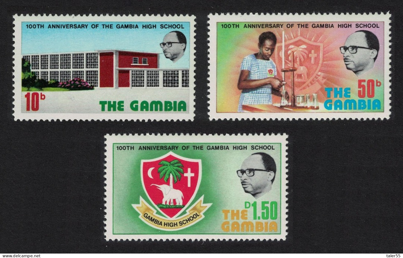 Gambia Centenary Of Gambia High School 3v 1975 MNH SG#339-341 - Gambie (1965-...)