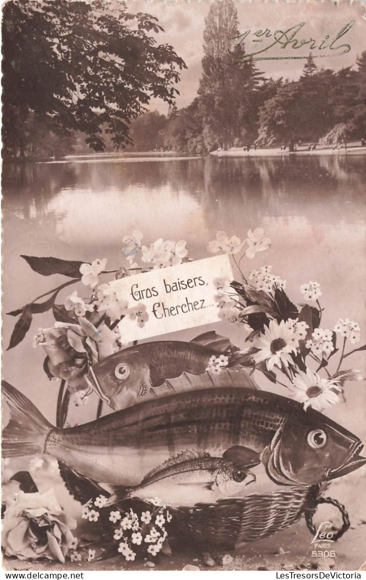 FÊTES ET VOEUX - 1er Avril - Gros Baisers Cherchez - Poisson - Lac - Carte Postale Ancienne - 1° Aprile (pesce Di Aprile)