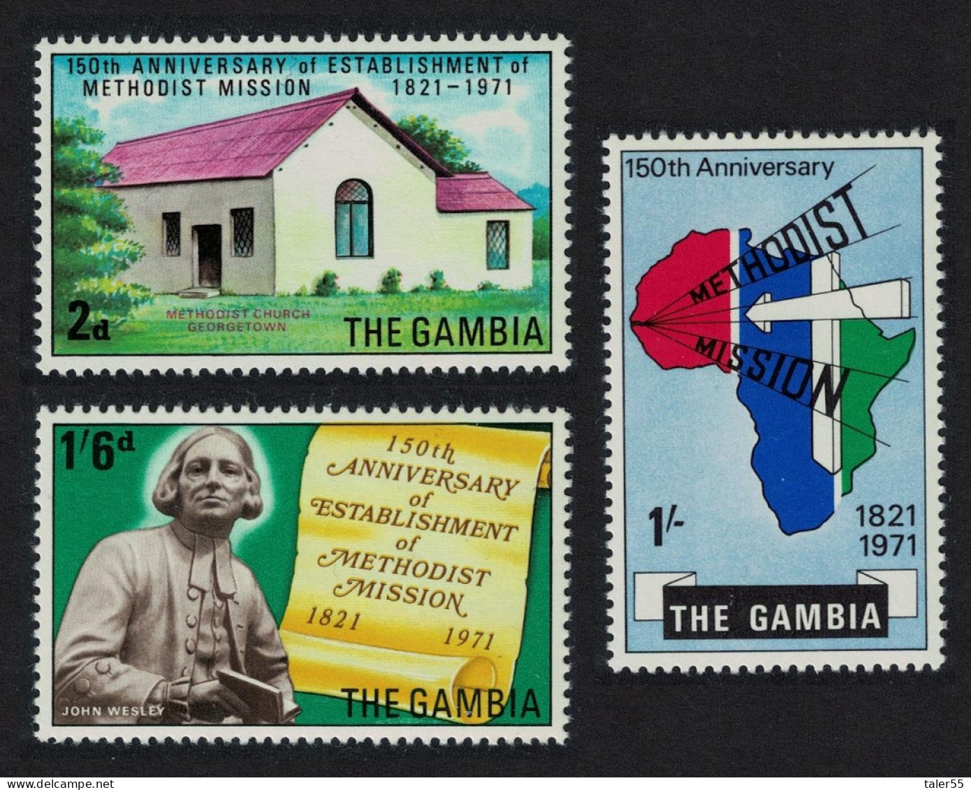 Gambia 150th Anniversary Of Establishment Of Methodist Mission 3v 1971 MNH SG#268-270 - Gambie (1965-...)