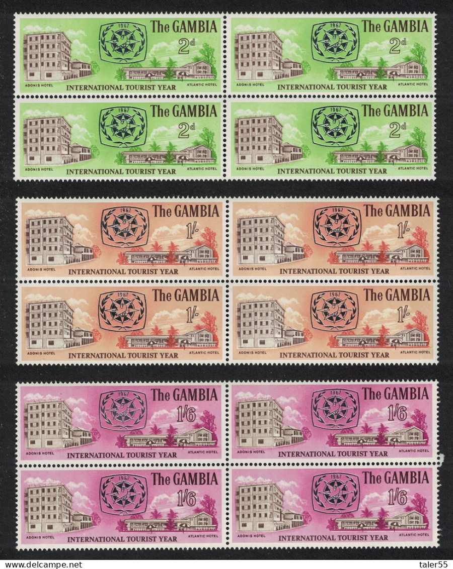 Gambia International Tourist Year 3v Blocks Of 4 1967 MNH SG#250-252 Sc#232-234 - Gambie (1965-...)