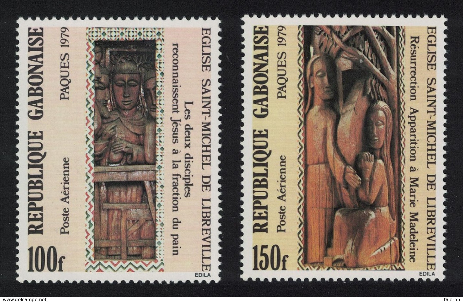 Gabon Easter Wood Carvings From St Michel De Libreville Church. 1979 MNH SG#687-688 - Gabon