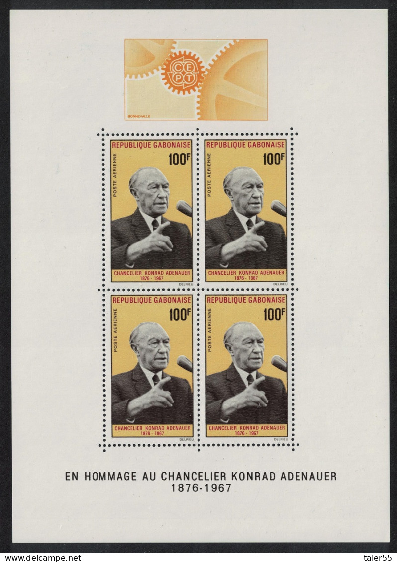 Gabon Konrad Hermann Joseph Adenauer Commemoration MS 1968 MNH SG#MS314 - Gabon