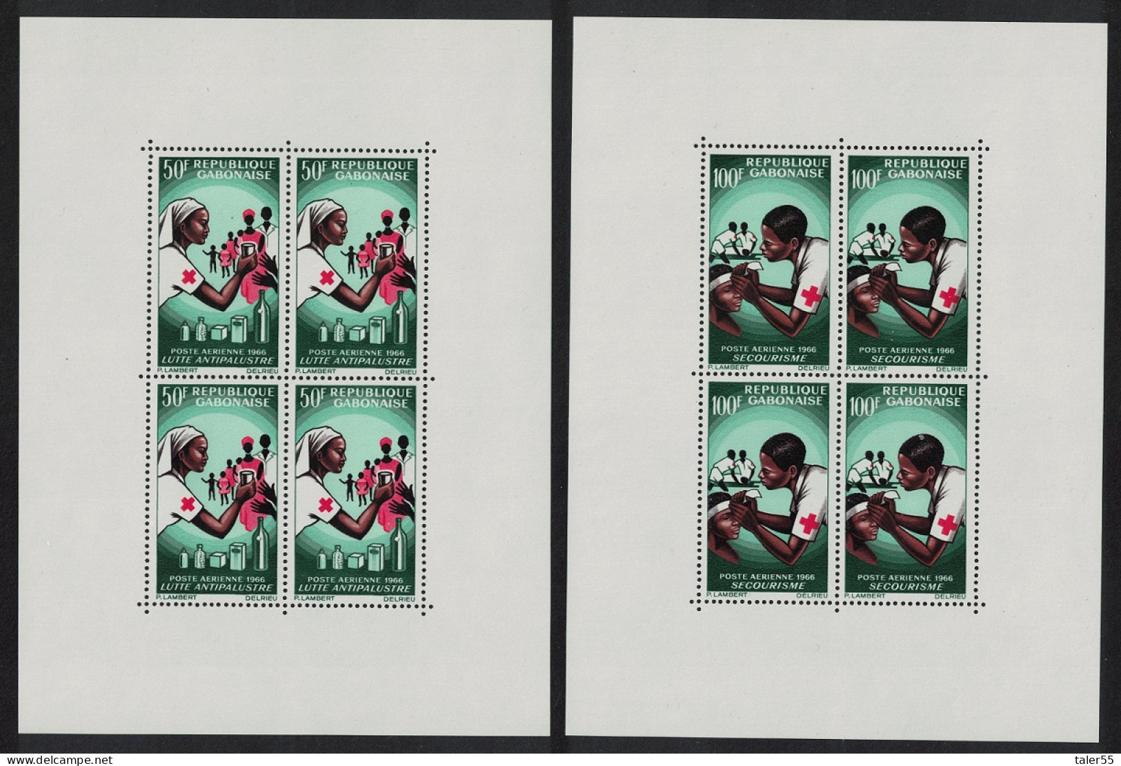 Gabon Red Cross 2 MSs 1966 MNH SG#MS251-MS252 - Gabon