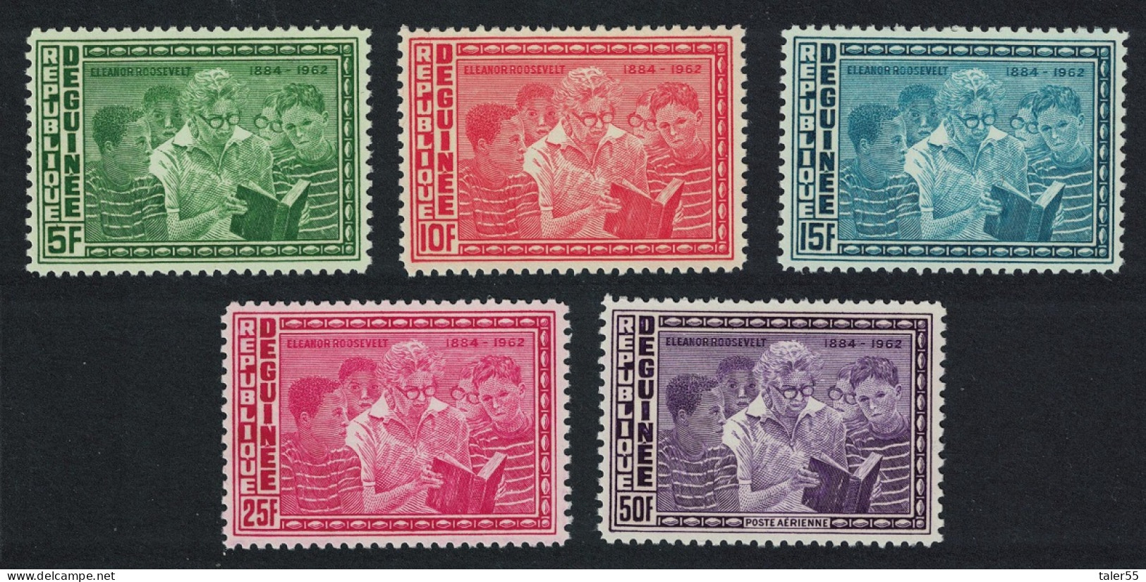 Guinea Eleanor Roosevelt Declaration Of Human Rights 5v 1964 MNH SG#442-446 MI#242A-246A Sc#336-339+C61 - Guinea (1958-...)