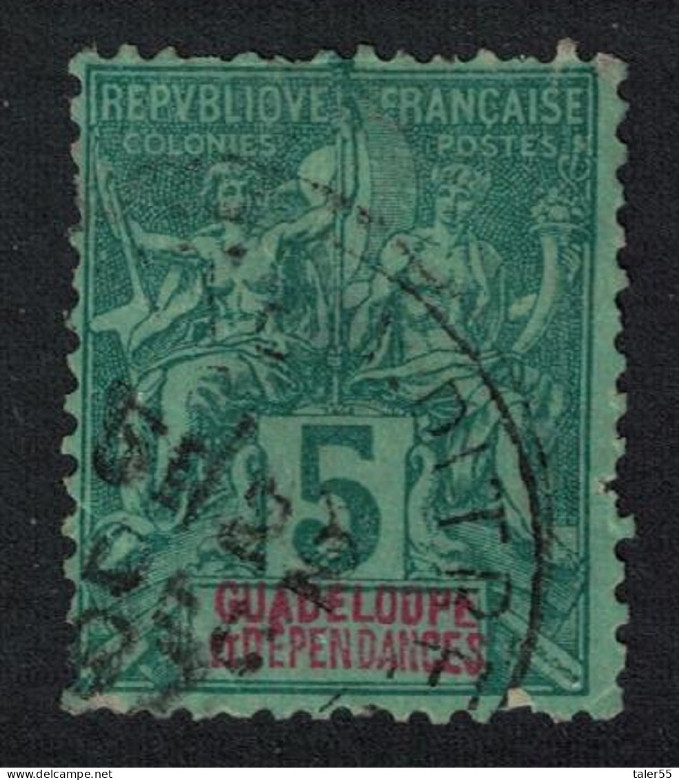 Guadeloupe Tablet Key-type Inscr 'GUADELOUPE ET DEPENDANCES' 5c 1892 Canc SG#38 - Antillen