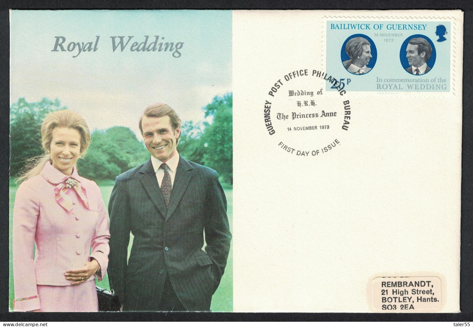 Guernsey Royal Wedding Princess Anne FDC 1973 SG#93 - Guernesey