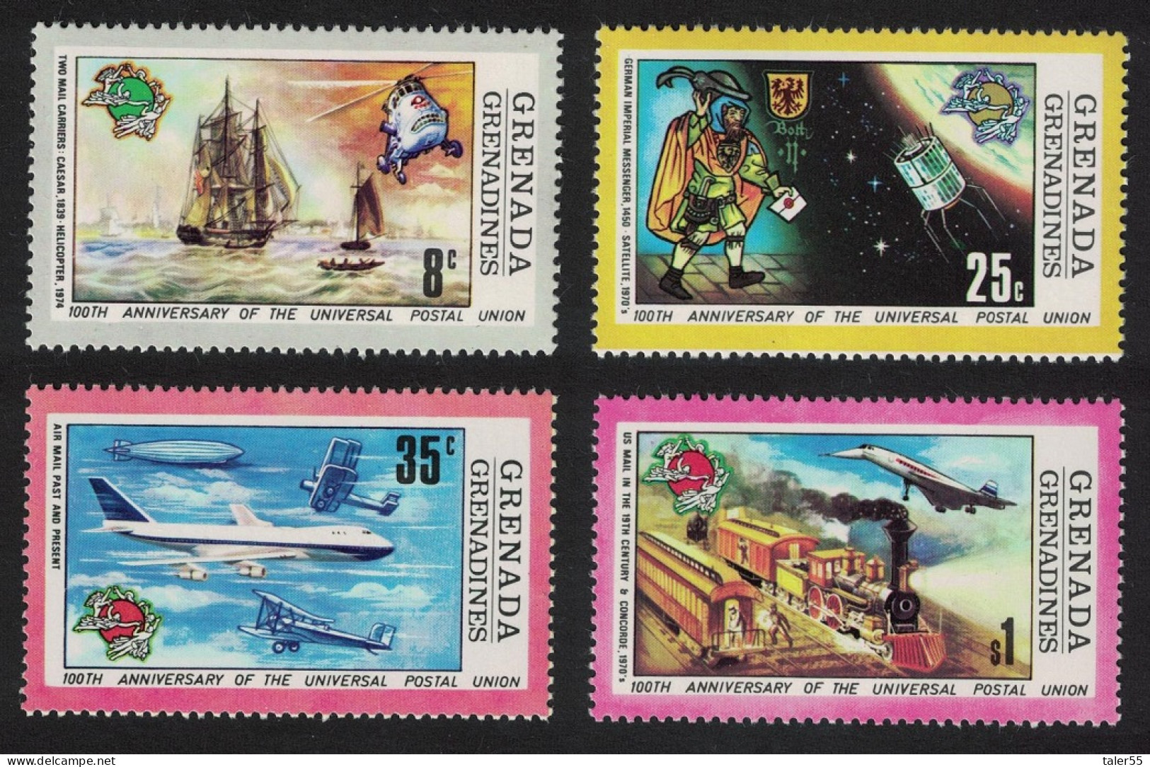 Grenadines Ship Helicopter Space Airplane Concord UPU 4v 1974 MNH SG#25-28 - Grenada (1974-...)