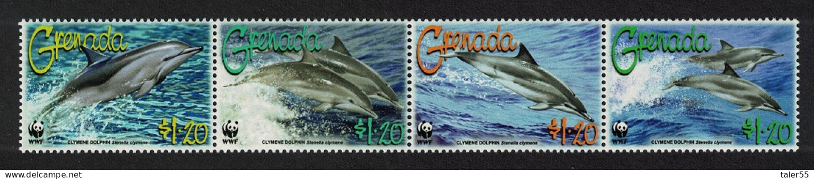 Grenada WWF Clymene Dolphin Strip Of 4v 2007 MNH SG#5288-5291 MI#5925-5928 Sc#3654a-d - Grenada (1974-...)