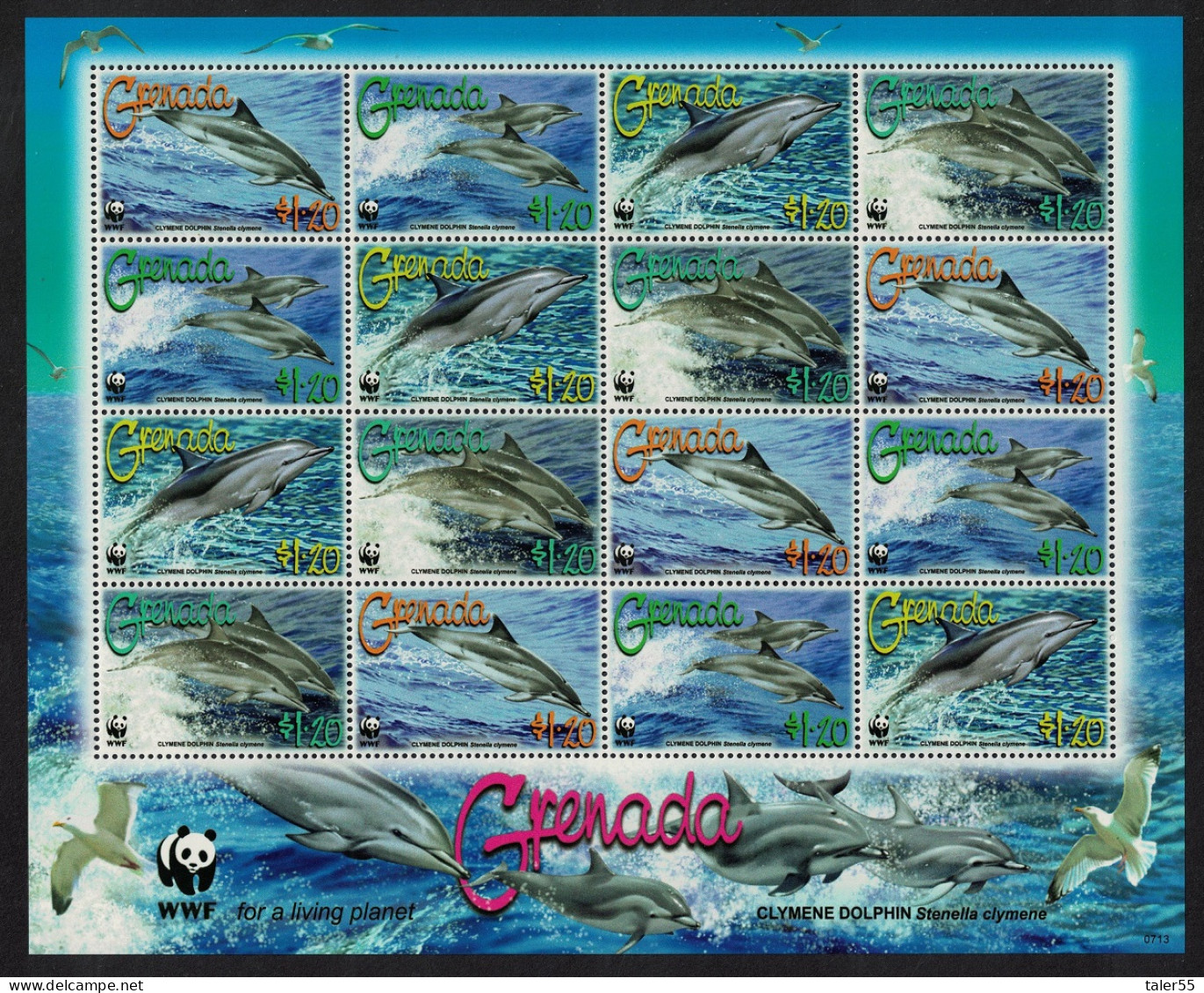 Grenada WWF Clymene Dolphin Sheetlet Of 4 Sets 2007 MNH SG#5288-5291 MI#5925-5928 Sc#3654a-d - Grenada (1974-...)