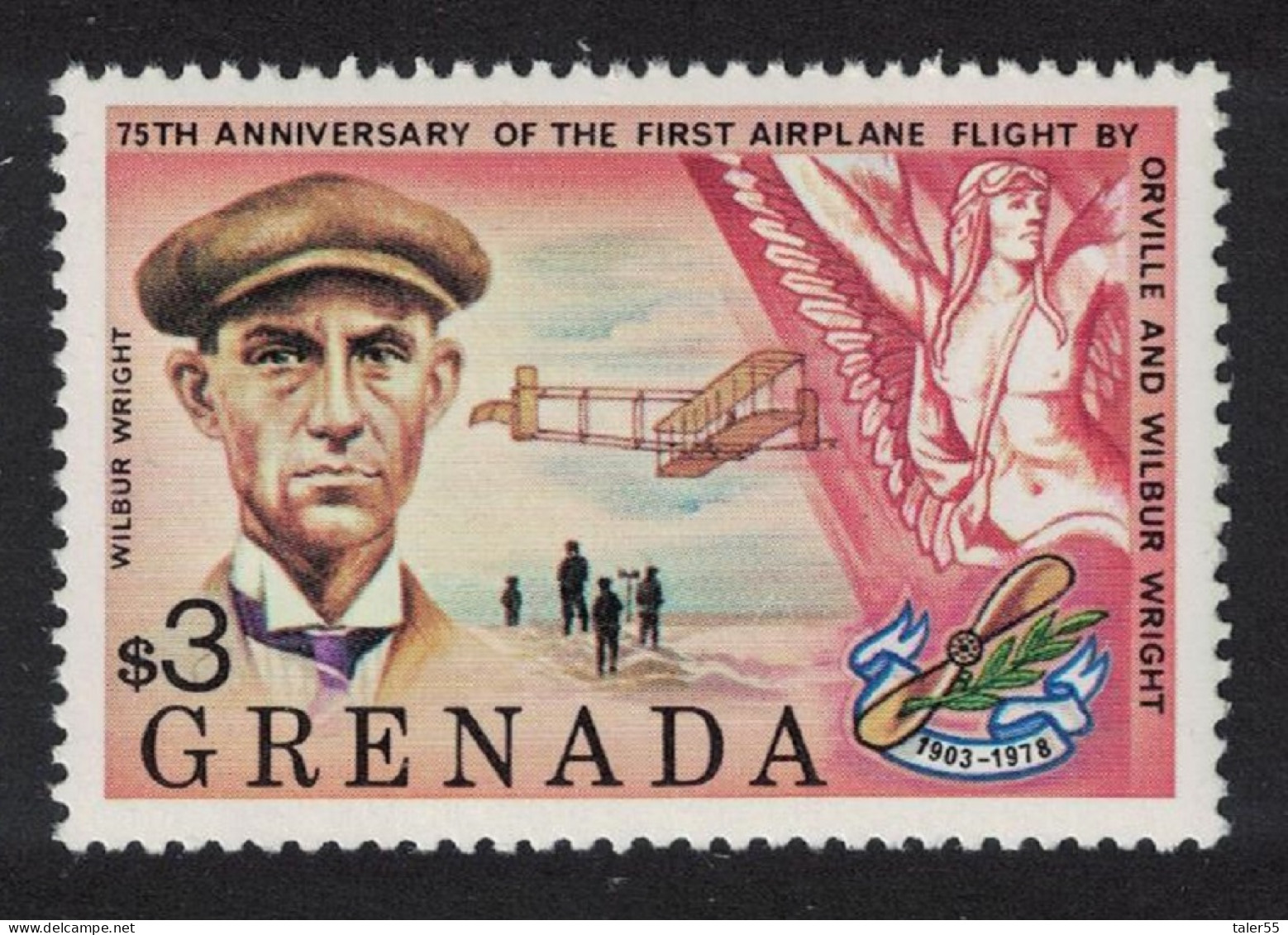 Grenada Naked Goddess Wilbur Wright $3 1978 MNH SG#968 - Grenada (1974-...)