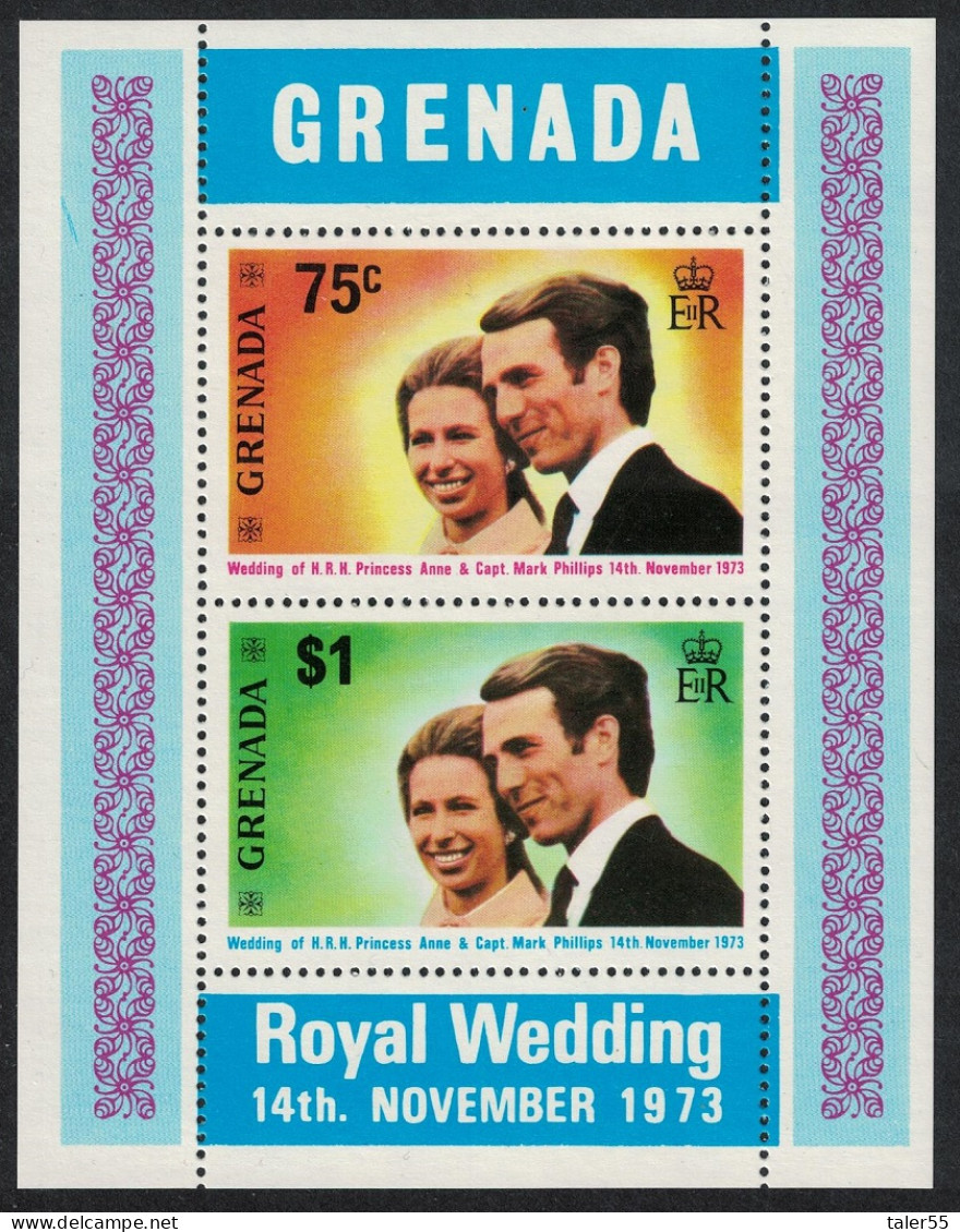 Grenada Princess Anne Royal Wedding MS Def 1973 SG#MS584 Sc#517a - Grenade (...-1974)