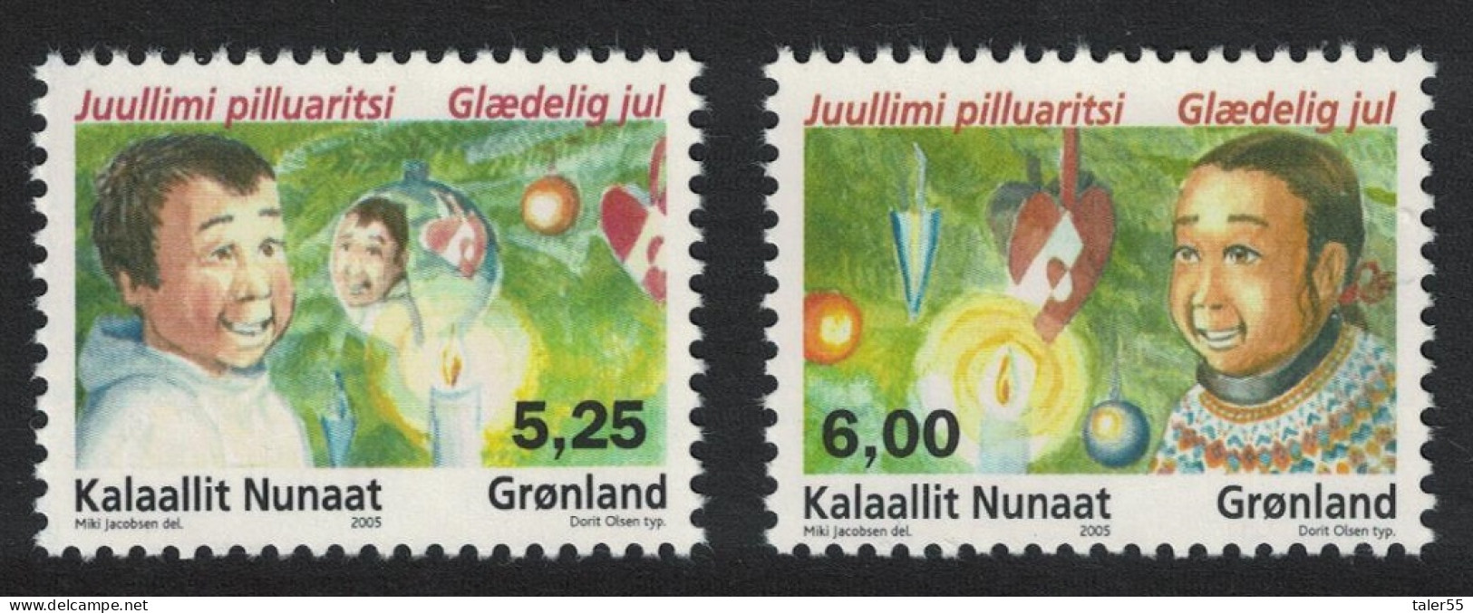 Greenland Christmas Ordinary Gum 2v 2005 MNH SG#487-488 - Unused Stamps