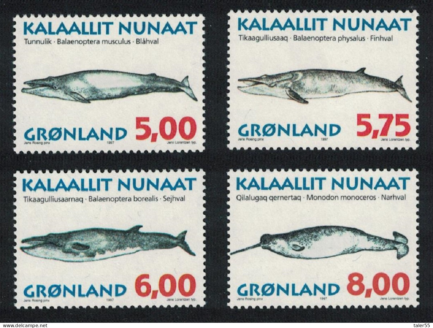 Greenland Whales 4v 1997 MNH SG#318-321 MI#305y-308y Sc#319-322 - Neufs