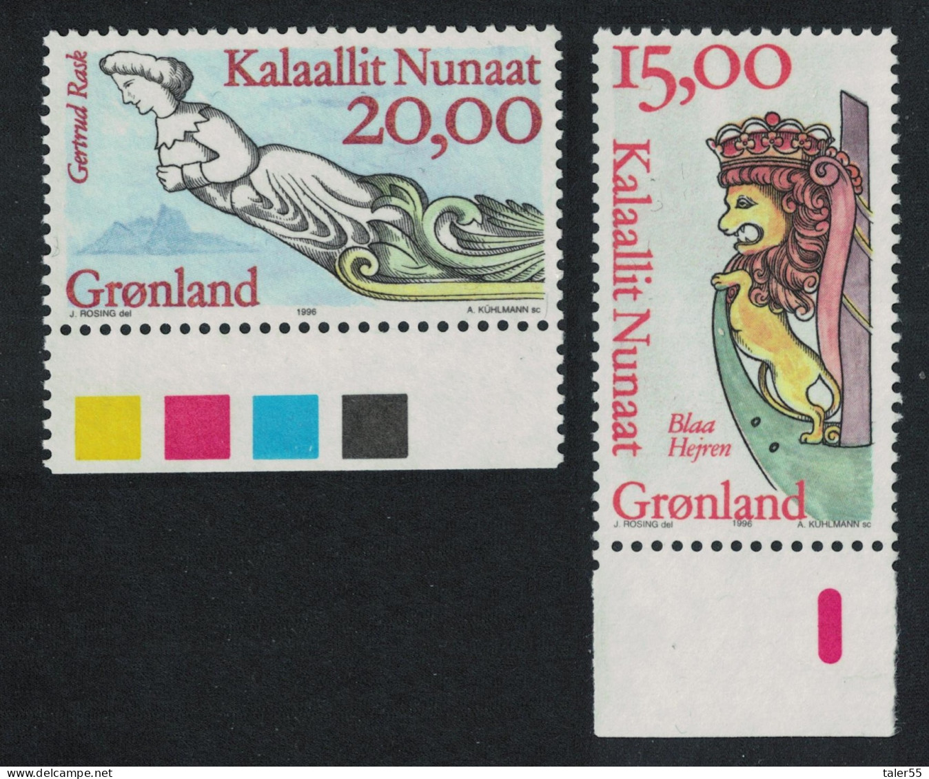 Greenland Figureheads From Greenlandic Ships 2v 1996 MNH SG#306-307 MI#294-295 Sc#309-310 - Unused Stamps