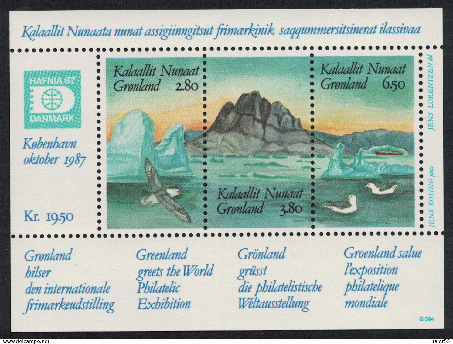 Greenland Birds Coastal View Of Greenland By Jens Lorentzen MS 1987 MNH SG#MS169 - Unused Stamps