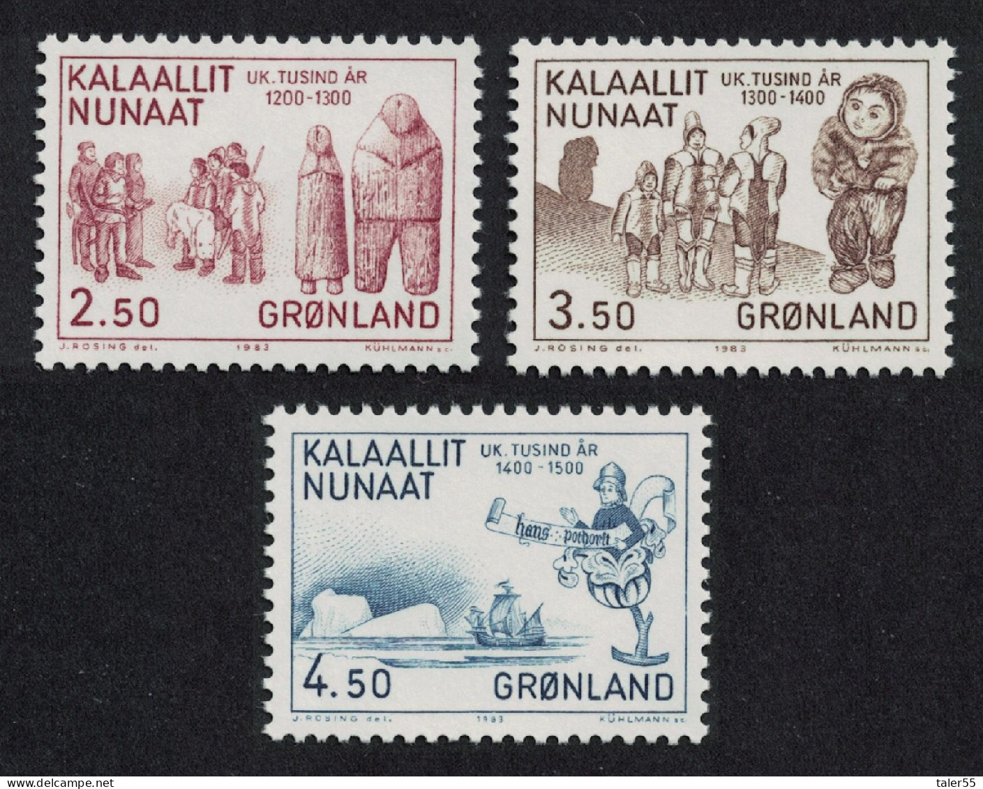 Greenland Millenary Of Greenland 3v 1983 MNH SG#140-142 - Unused Stamps