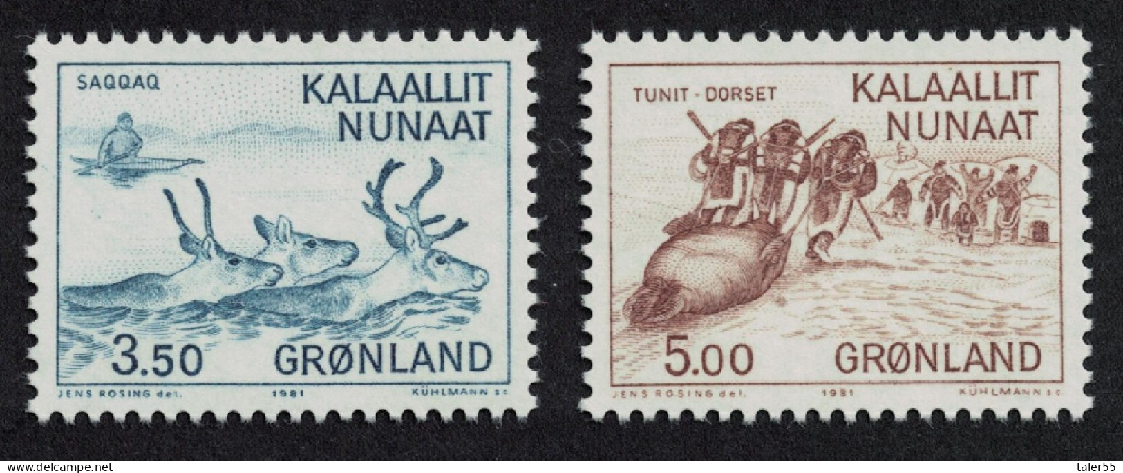 Greenland Prehistory Reindeer Hunters 2v 1981 MNH SG#132-133 - Unused Stamps