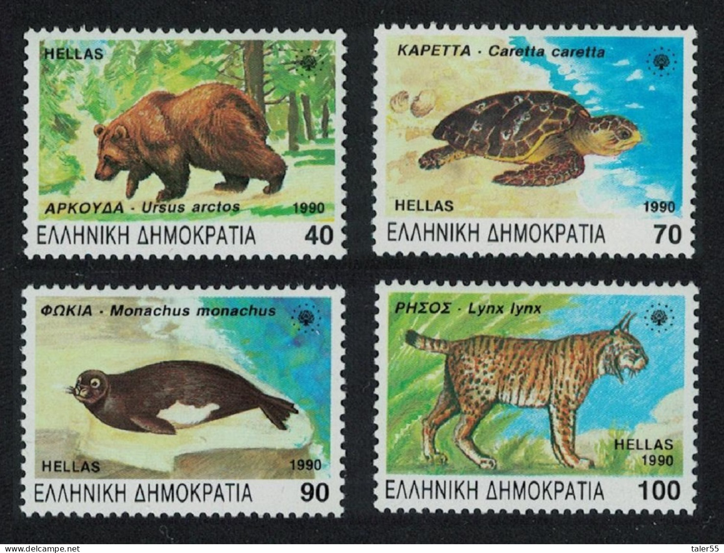 Greece Bear Turtle Seal Lynx Endangered Animals 4v 1990 MNH SG#1837-1840 MI#1738-17441 - Unused Stamps