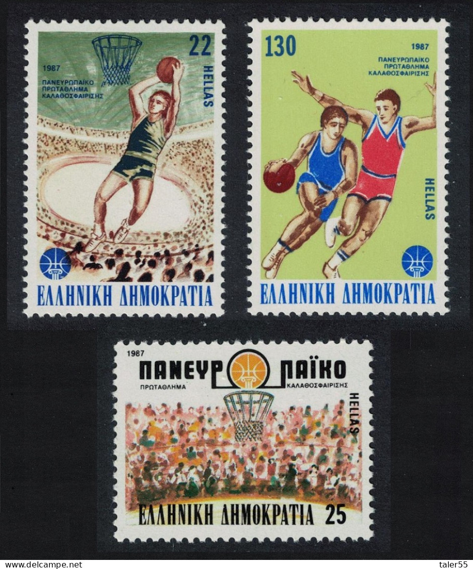 Greece Men's Basketball Championships 3v 1987 MNH SG#1754-1756 MI#1653-1655 - Unused Stamps