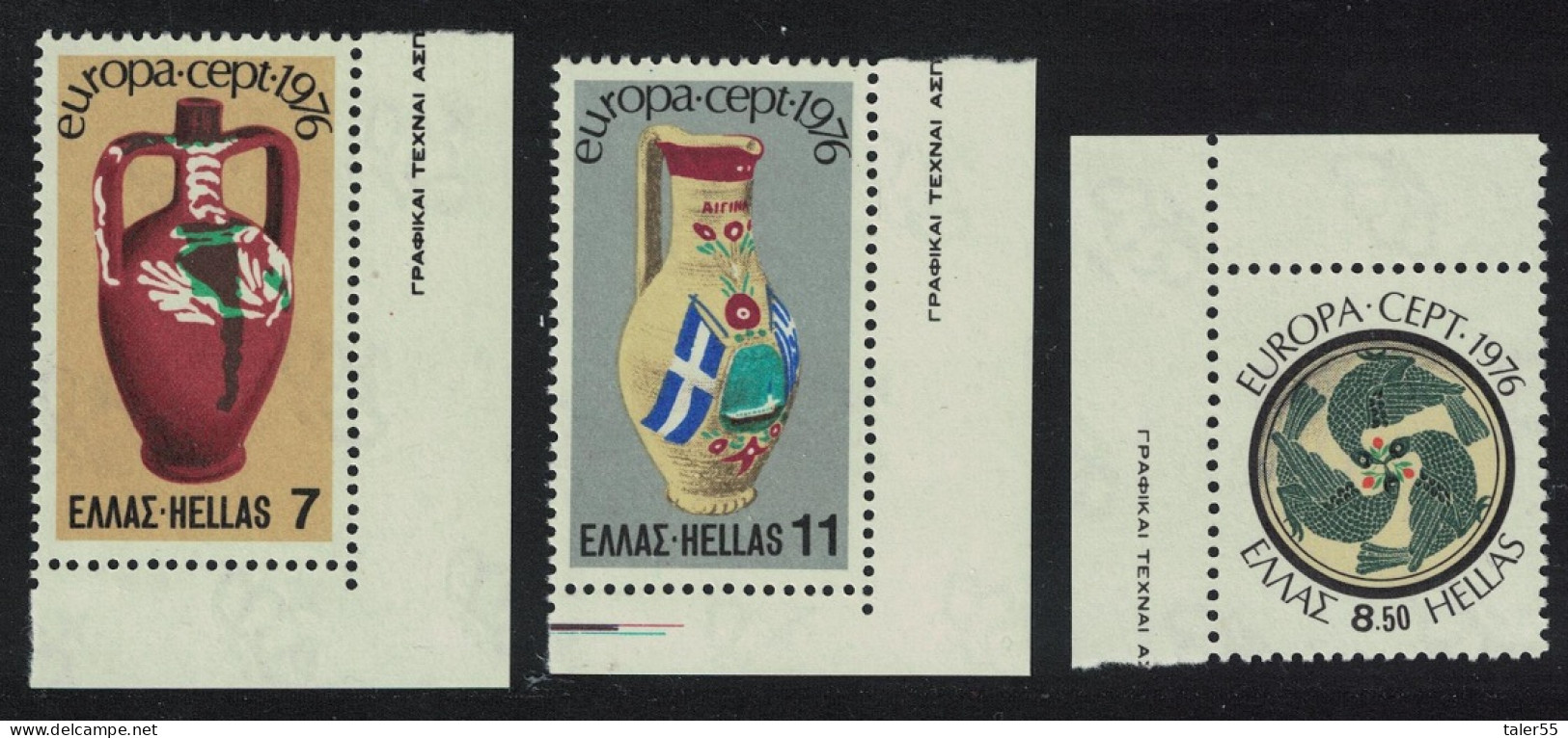 Greece Handicrafts Europa 3v Corners 1976 MNH SG#1334-1336 MI#1232-1234 - Neufs