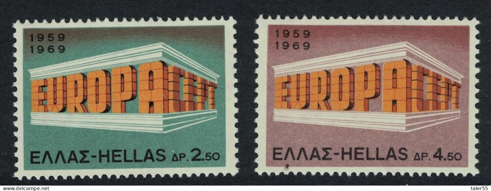 Greece Colonnade Europa 2v 1969 MNH SG#1106-1107 MI#1004-1005 - Unused Stamps