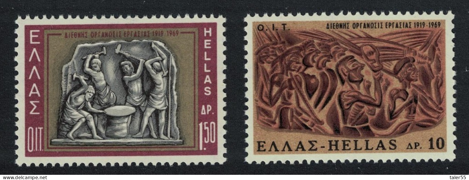 Greece 50th Anniversary Of ILO 2v 1969 MNH SG#1099-1100 MI#997-998 Sc#940-941 - Ongebruikt
