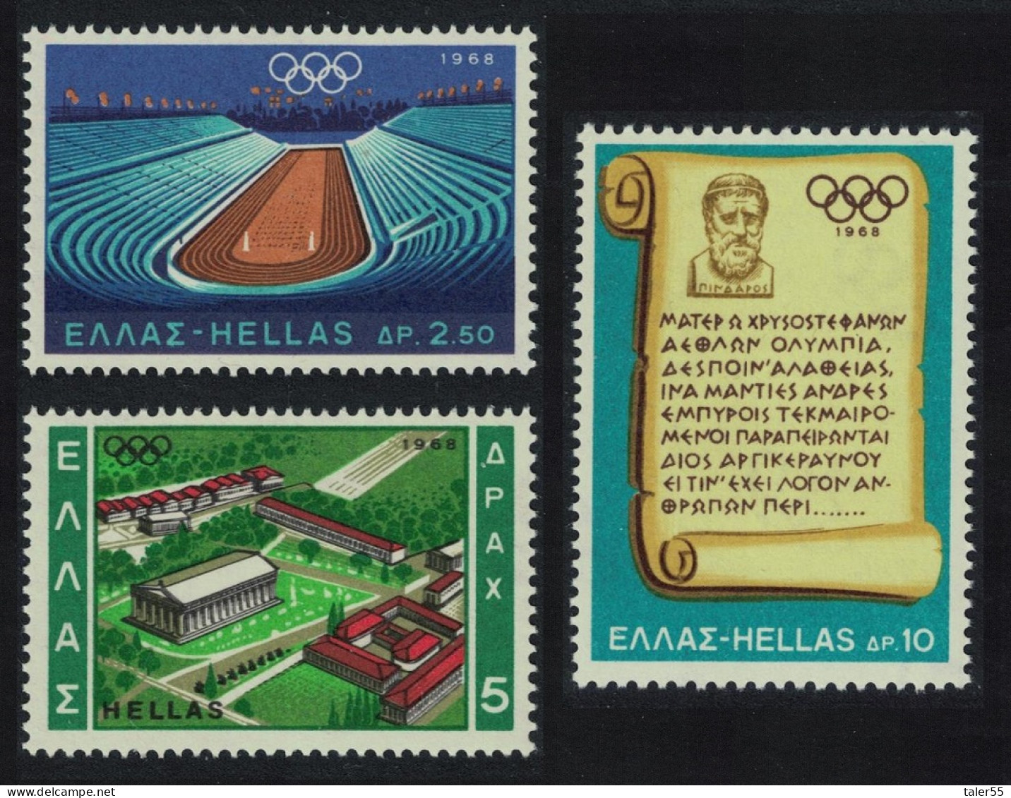 Greece Olympic Games Mexico 3v 1968 MNH SG#1091-1093 MI#989-991 Sc#932-934 - Nuevos