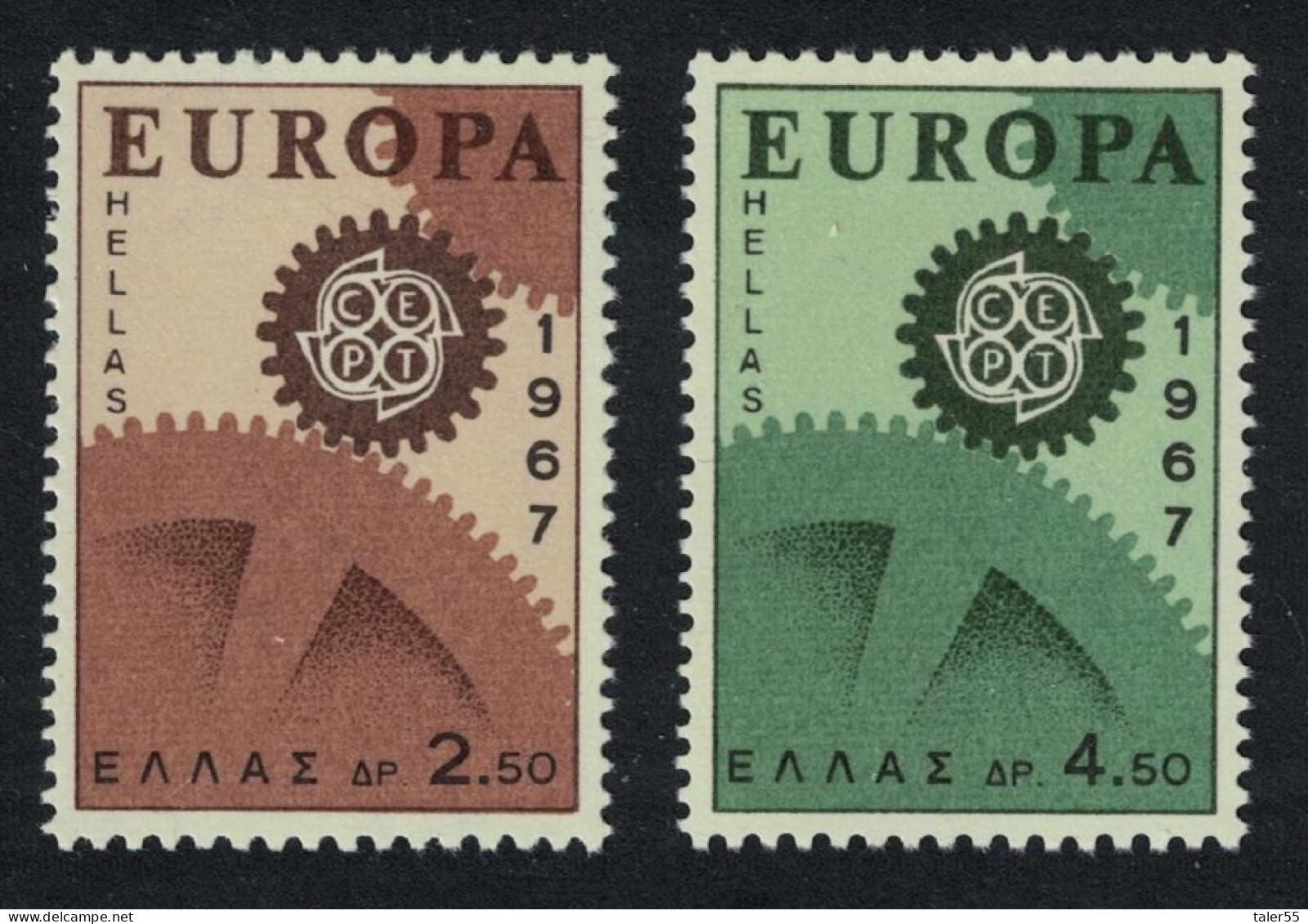Greece Cogwheels Europa 2v 1967 MNH SG#1050-1051 MI#948-949 Sc#891-892 - Unused Stamps