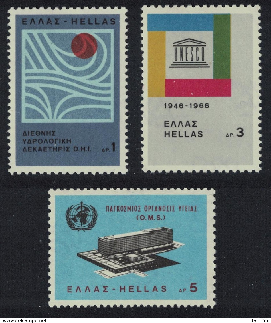 Greece UNO Events 3v 1966 MNH SG#1011-1013 MI#909-911 Sc#849-851 - Ongebruikt