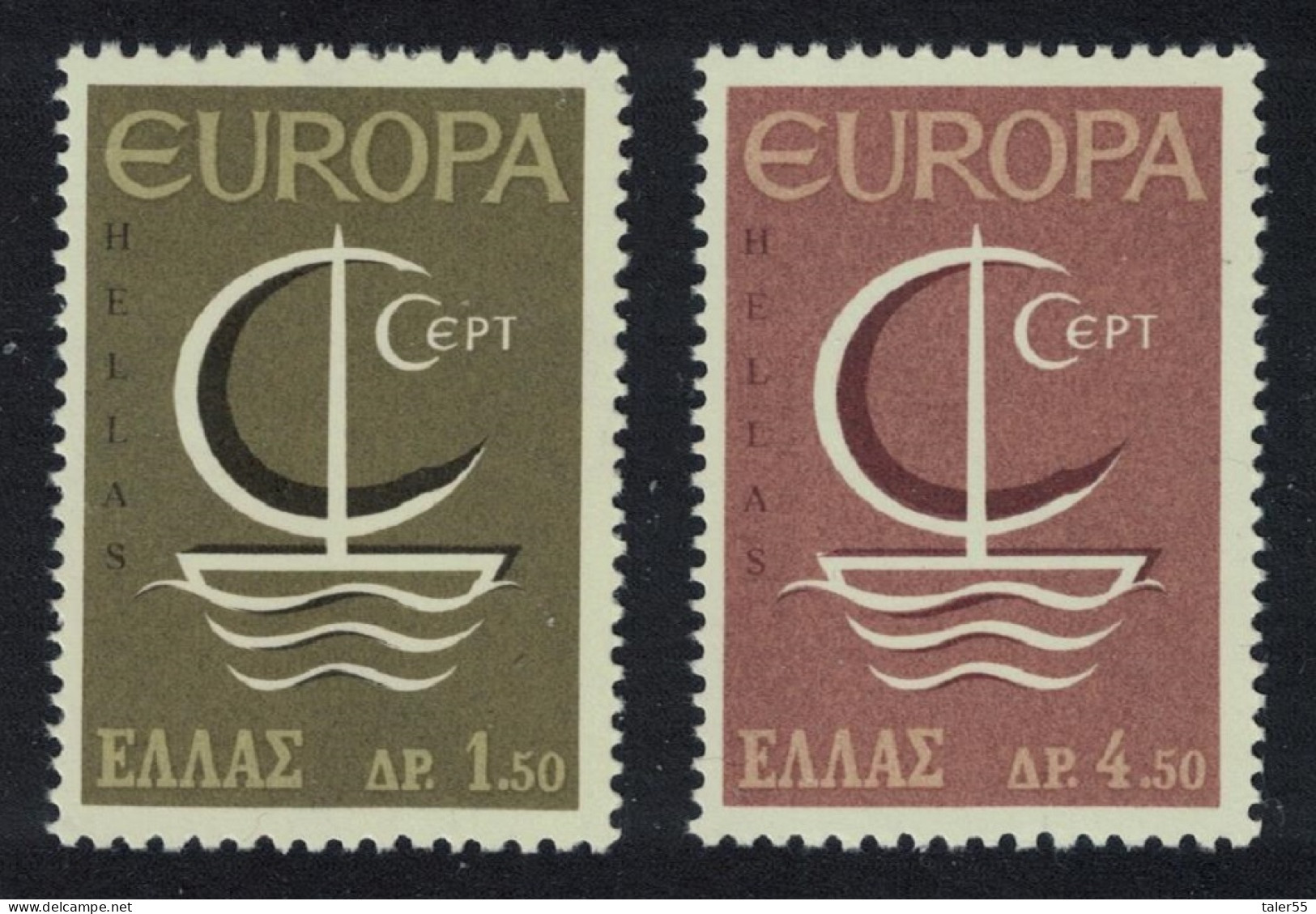 Greece Symbolic Ship Europa 2v 1966 MNH SG#1021-1022 MI#919-920 Sc#862-863 - Ungebraucht
