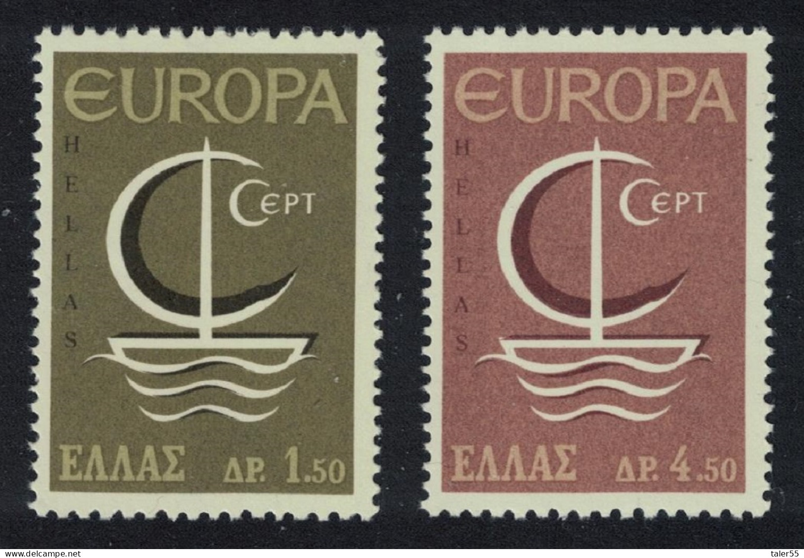 Greece Symbolic Ship Europa 2v 1966 MNH SG#1021-1022 MI#919-920 Sc#862-863 - Ongebruikt