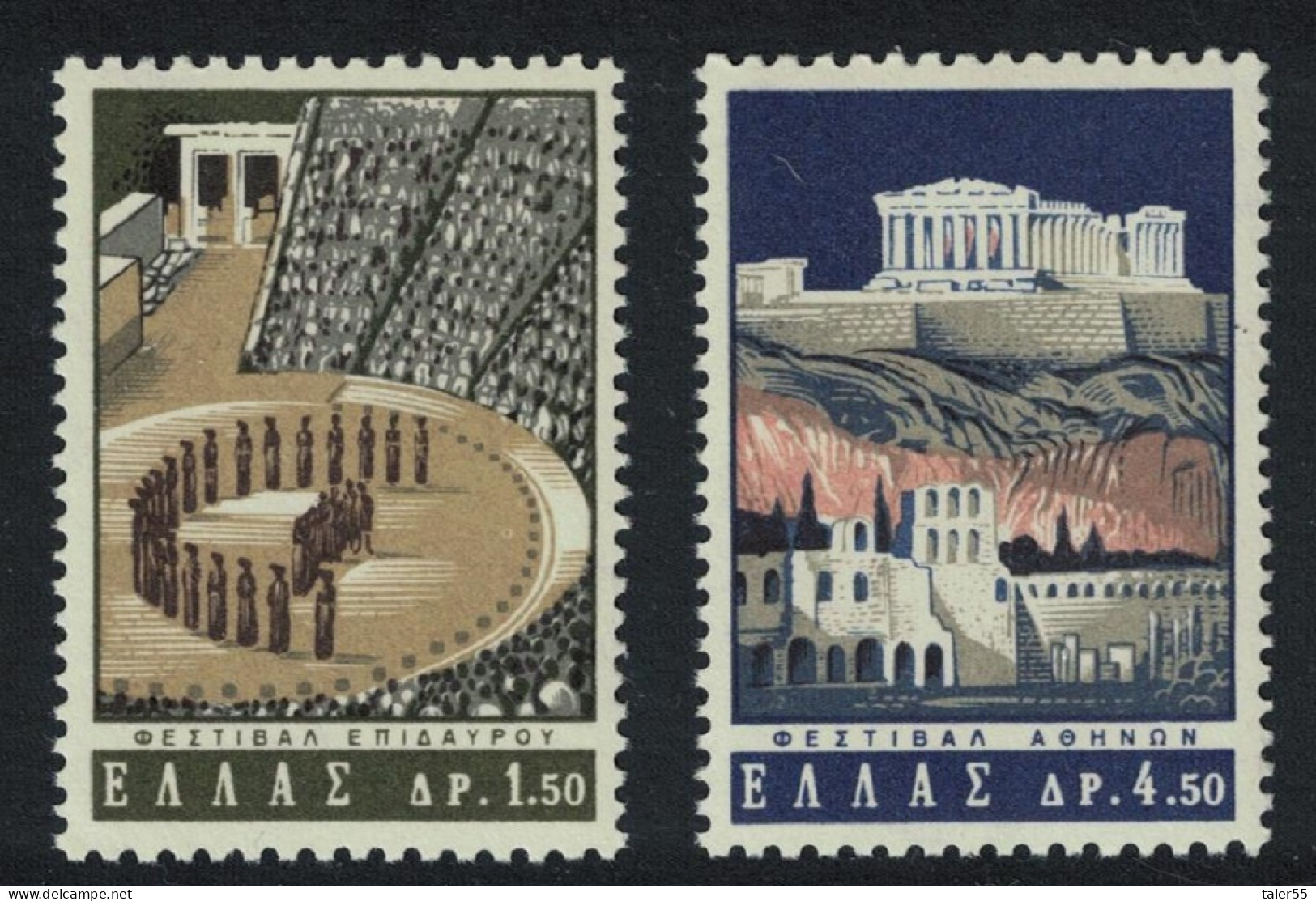 Greece Theatre Acropolis Artistic Festivals 2v 1965 MNH SG#977-978 MI#876-877 Sc#818-819 - Nuevos