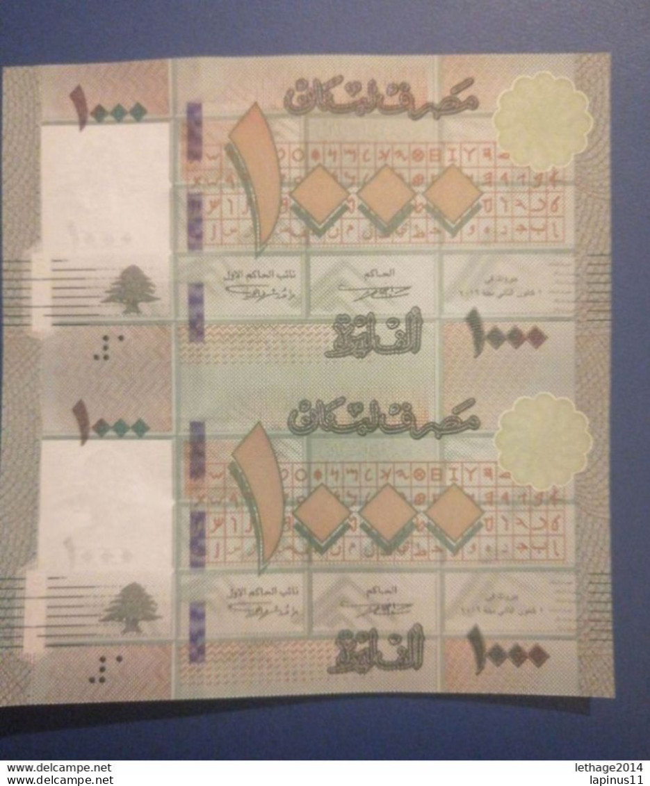 Liban Lebanon 2 Billets 1000 Livres UNCUT RARE 2016 SPECIAL ISSUE AND NUMBER - Yemen