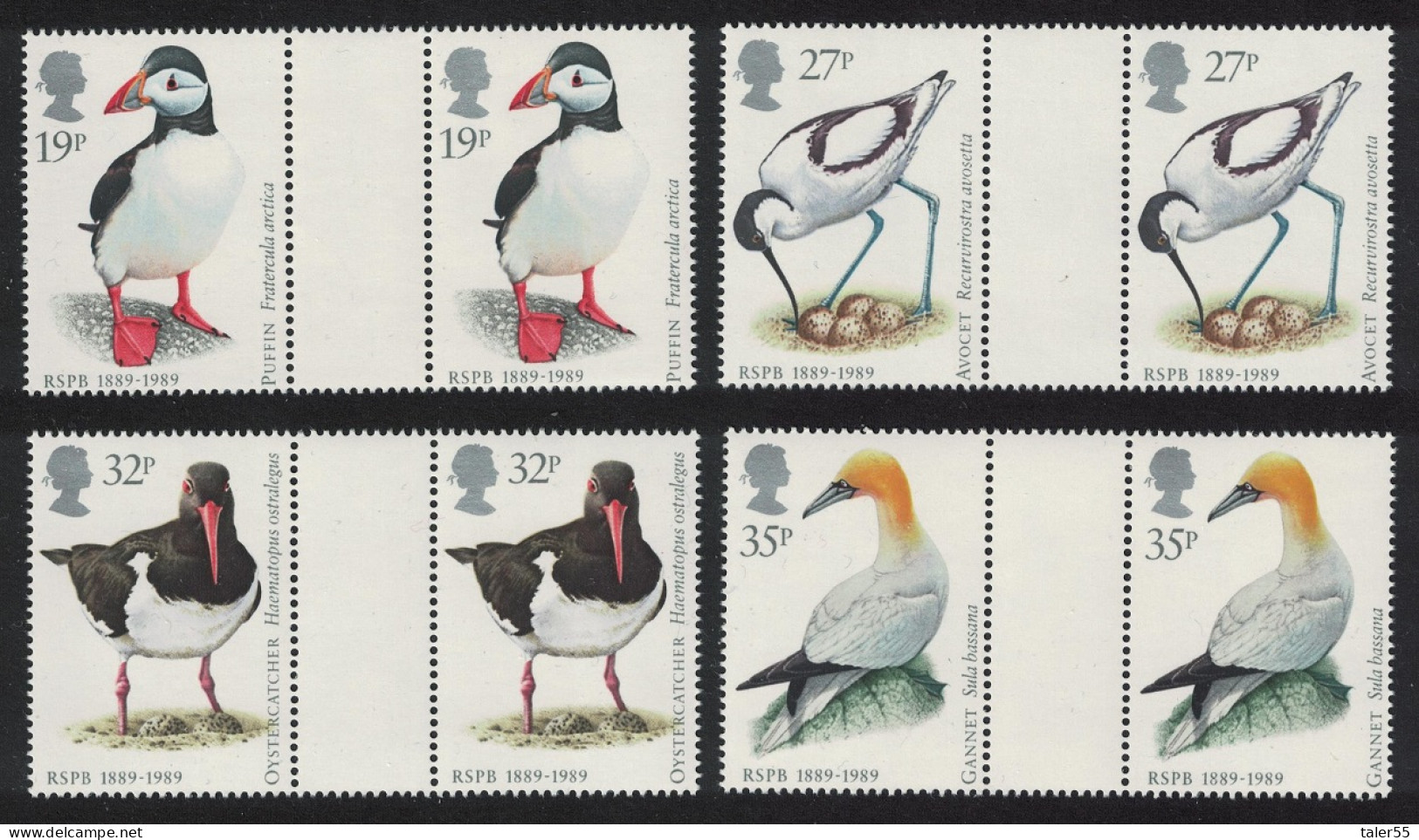 Great Britain Puffin Avocet Oystercatcher Gannet Birds 4v Gutter Pairs 1989 MNH SG#1419-1422 MI#1185-1188 Sc#1239-1242 - Neufs