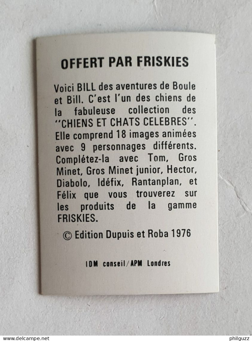 RARE IMAGE HOLOGRAPHIQUE PUBLICITAIRE FRISKIES BOULE ET BILL BILL QUI SAUTE 1976 (1) - Sammelbilder