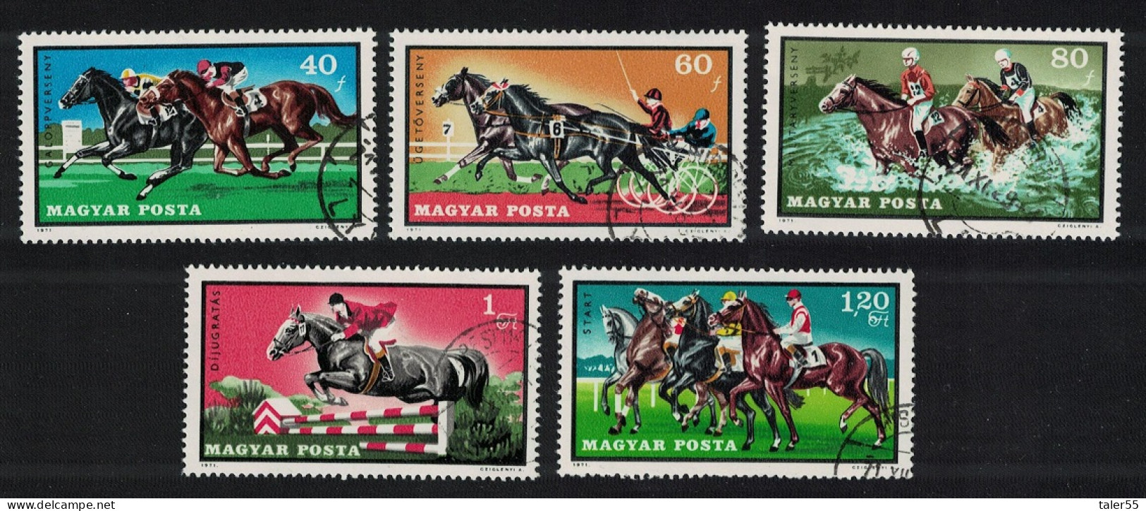 Hungary Horses Equestrian Sport 5v 1971 Canc SG#2620-2624 MI#2703A-2707A - Gebraucht