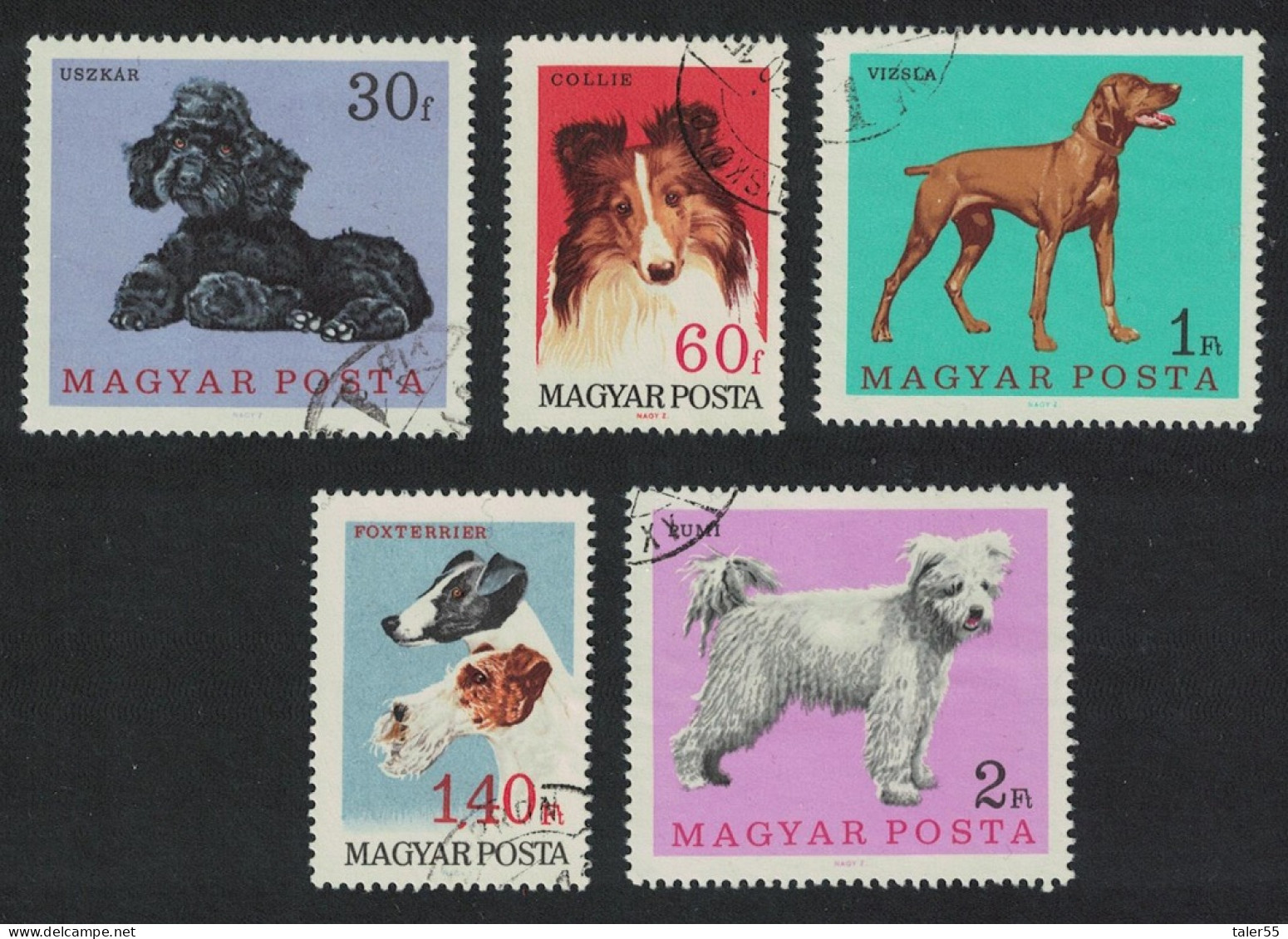 Hungary Dogs 5v 1967 Canc SG#2289-2293 MI#2337A-2341A - Usado