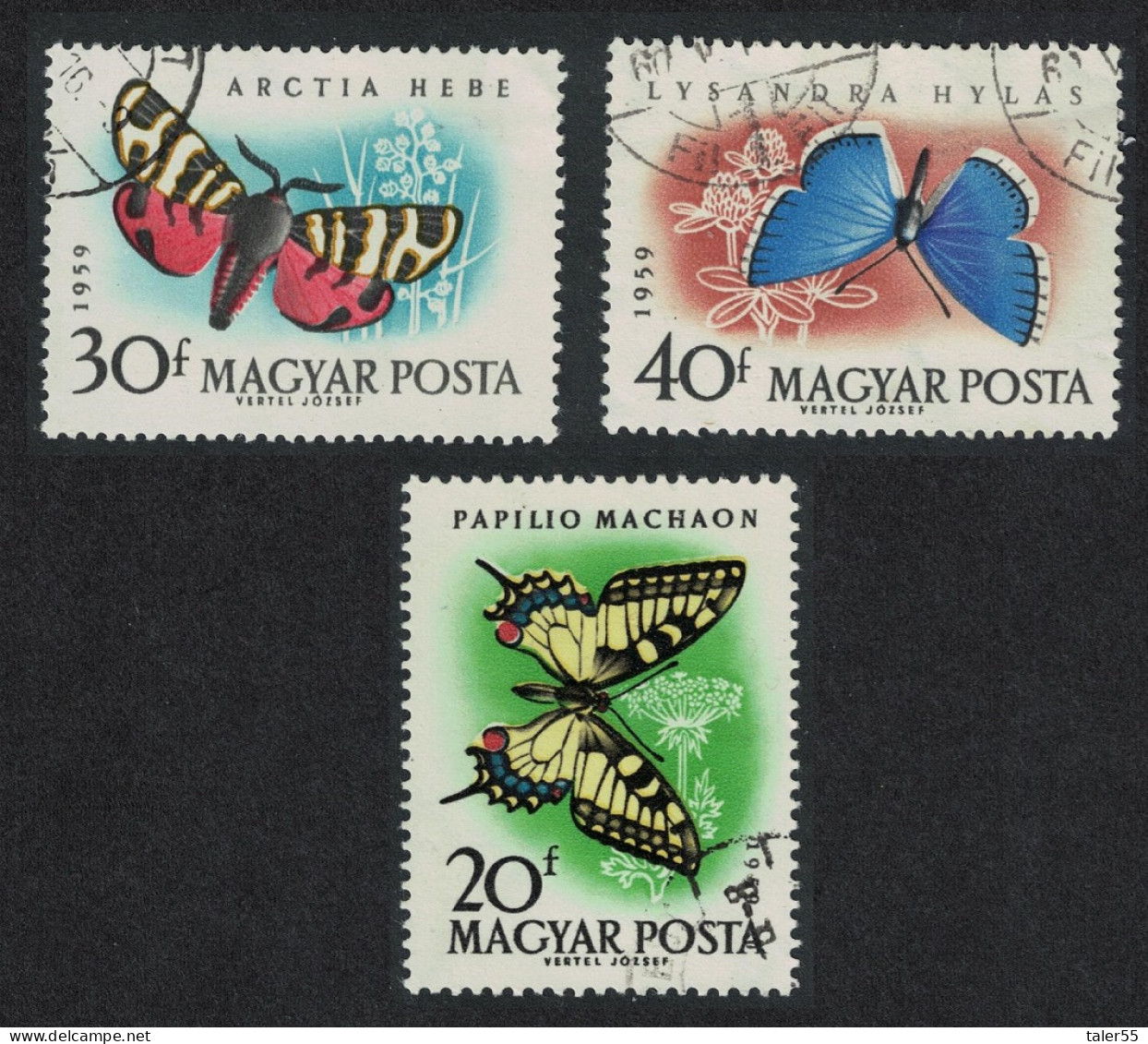 Hungary Butterflies And Moths 3v 1959 Canc SG#1612-1614 MI#1633-1635A - Gebruikt
