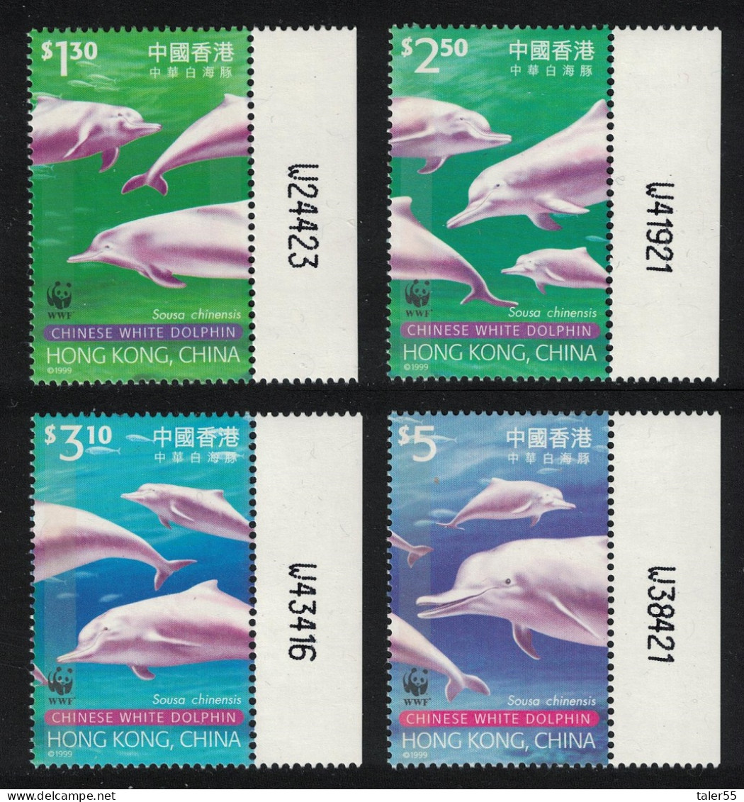 Hong Kong WWF Chinese White Dolphin 4v Margins Control Numbers 1999 MNH SG#995-998 MI#919-922 Sc#875-878 - Unused Stamps