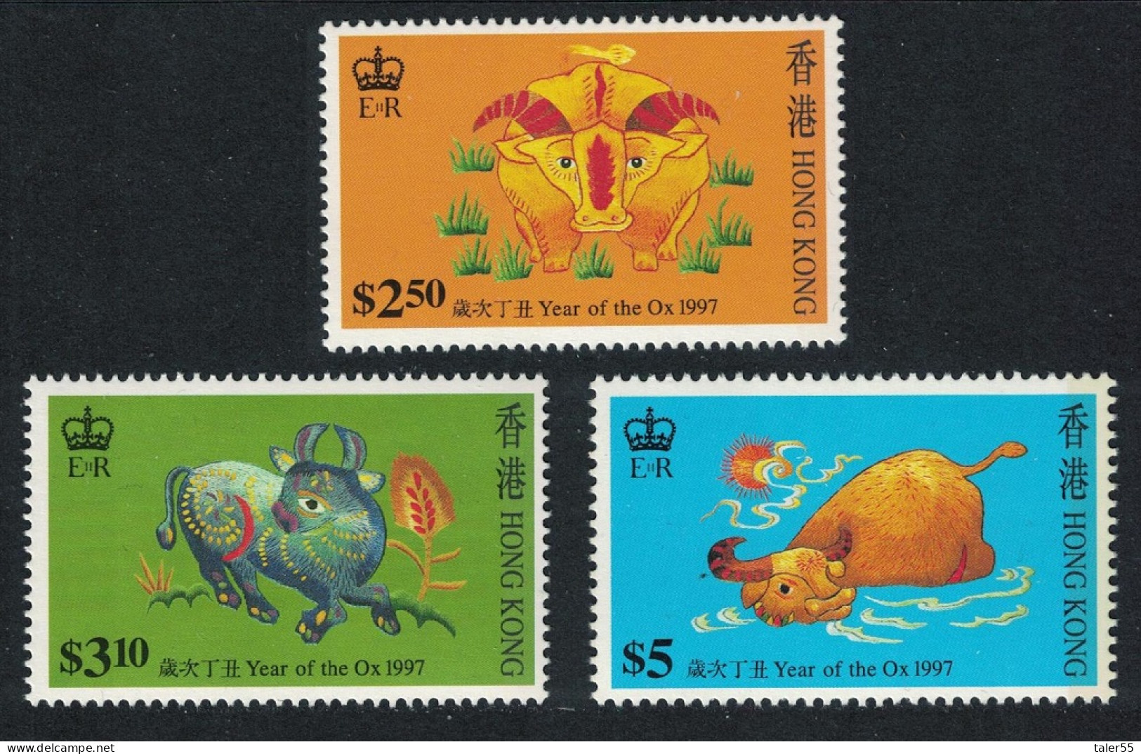 Hong Kong Chinese New Year Of The Ox 3v 1997 MNH SG#875-877 MI#786C-788C Sc#781-83 - Unused Stamps