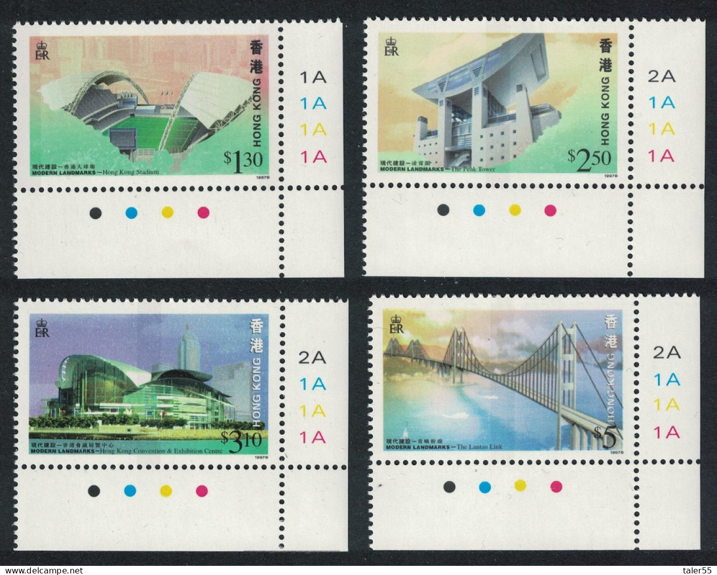 Hong Kong Modern Landmarks 4v Corners 1997 MNH SG#888-891 MI#815-818A Sc#788-791 - Neufs