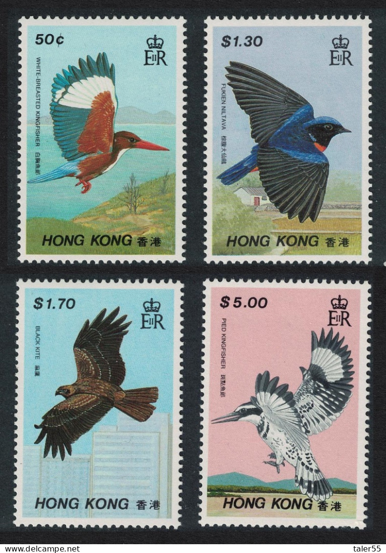 Hong Kong Kingfisher Niltava Kite Birds 4v 1988 MNH SG#568-571 - Ungebraucht