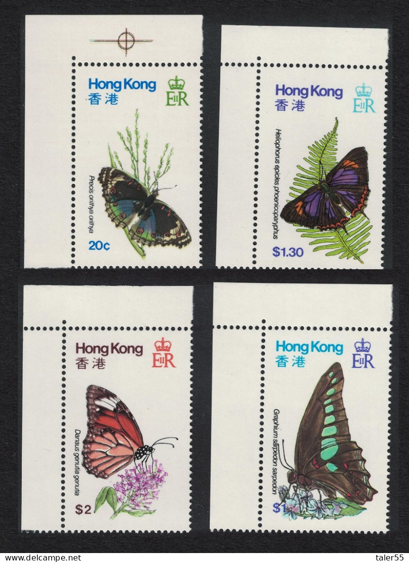 Hong Kong Butterflies 4v Corners 1979 MNH SG#380-383 MI#353-356 Sc#354-357 - Unused Stamps