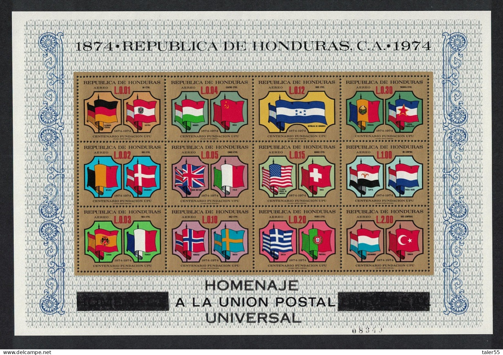 Honduras UPU Sheetlet MS 1975 MNH SG#MS867 Sc#C574 - Honduras