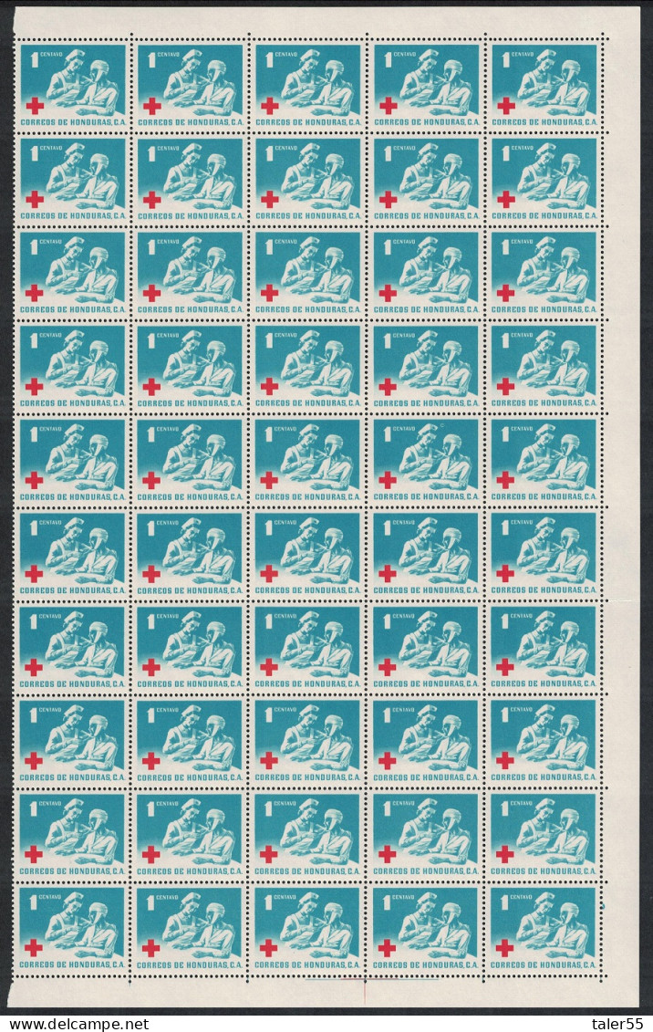 Honduras Red Cross Half-sheet Of 50 Stamps 1969 MNH SG#748 - Honduras