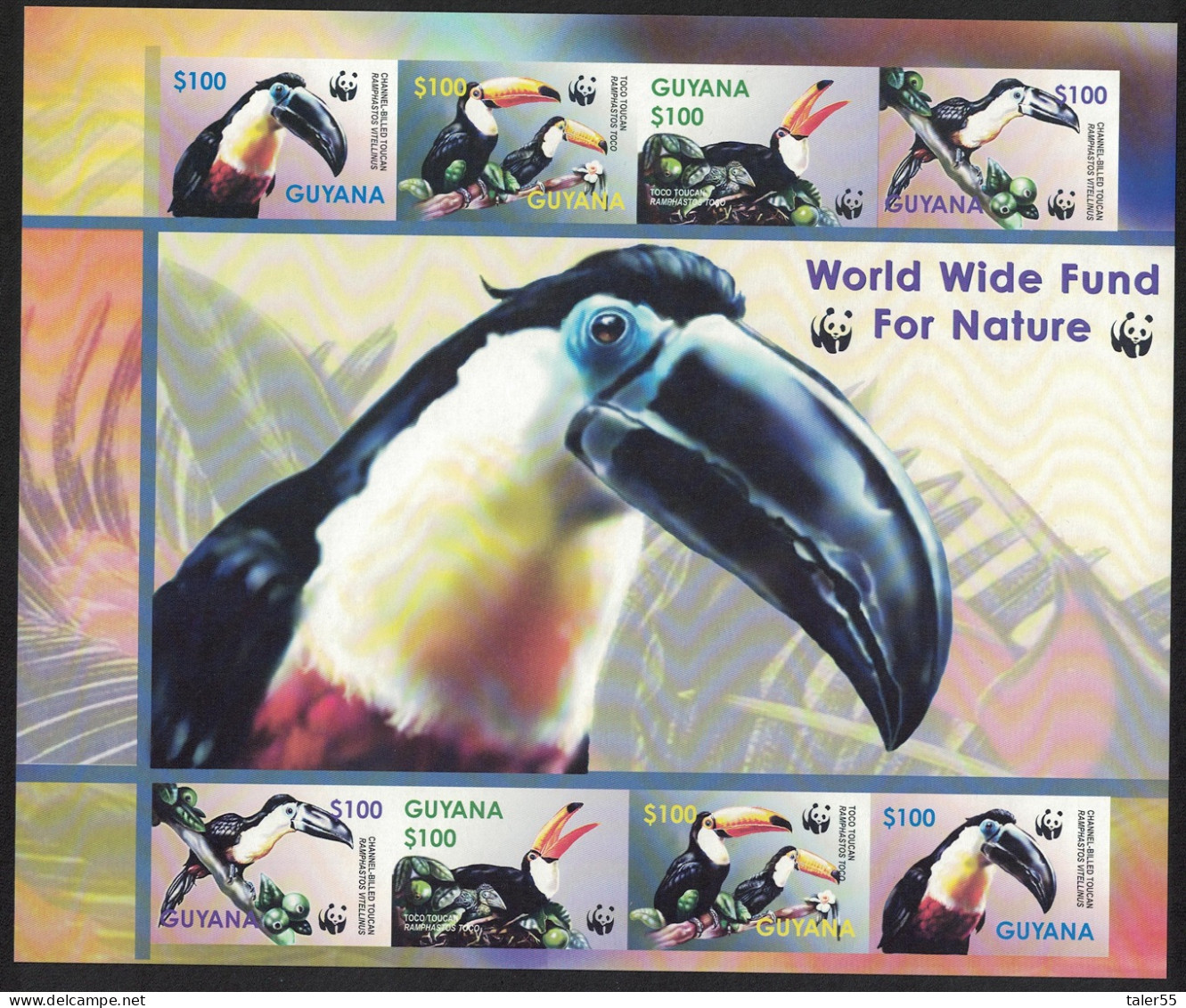 Guyana Birds WWF Toucans MS Imperf 2003 MNH SG#MS6410 MI#7626-7629 Sc#3792 A-d - Guyane (1966-...)