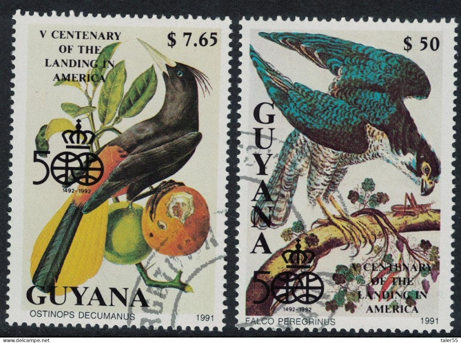 Guyana Birds 2v Columbus 1991 CTO - Guyane (1966-...)